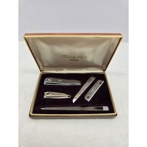Vintage Trim Treasure Chest Manicure Grooming Set Brown Case 5pc Kit OS Unisex